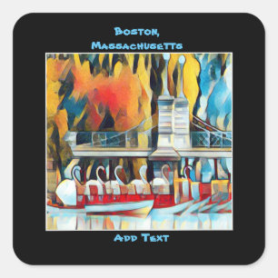 Art Deco Boston Swan Boats  Vierkante Sticker