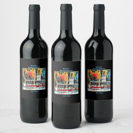 Art Deco Boston Swan Boats Wijn Etiket (Flessen)