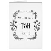 Art Deco Botanical Monogram Save The Date Card (Voorkant)
