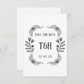 Art Deco Botanisch Monogram Trouw Save The Date Kaart (Voorkant / Achterkant)