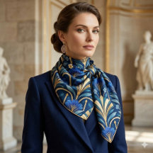Art Deco botanisch patroon. saffierblauw