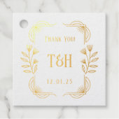 Art Deco Botanische Folie Wedding Favoriet Labels (Voorkant)