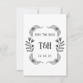 Art Deco Botanische Monogram Trouw Save The Date Kaart (Voorkant)