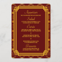 Art Deco Bourgogne Bruiloft Menu