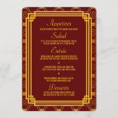 Art Deco Bourgogne Bruiloft Menu (Voorkant)