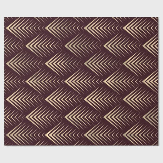 Art Deco Bourgogne Gouden Gele Schalen Geometrie Cadeaupapier (Vlak)