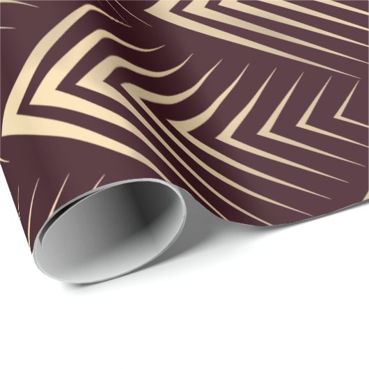 Art Deco Bourgogne Gouden Gele Schalen Geometrie Cadeaupapier (Rol Hoek)