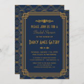 Art Deco Bridal Shower-uitnodigingen Kaart (Voorkant / Achterkant)