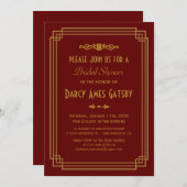 Art Deco Bridal Shower-uitnodigingen Kaart (Voorkant / Achterkant)
