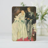 Art Deco Bride en Groom Passen getrouwd Wedding RSVP Kaartje (Staand voorkant)