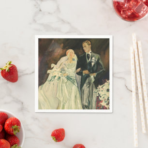  Art Deco Bride en Groom Passen getrouwd Wedding Servet