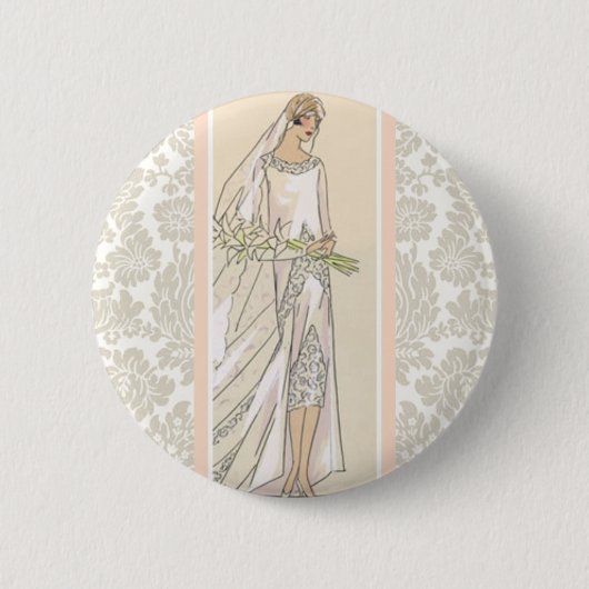 Art Deco Bride Ronde Button 5,7 Cm (Voorkant)