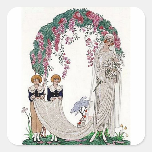 Art Deco Bride Vierkante Sticker (Voorkant)