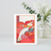 Art Deco briefkaart 4 Vrouw in bed (Staand voorkant)