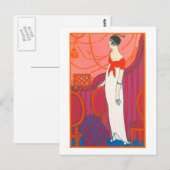 Art Deco-briefkaart 7 in rode kleur Briefkaart (Voorkant / Achterkant)