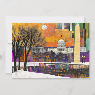 Art Deco Briefkaart, Washington DC Retro Oudheid Kaart