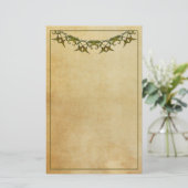 Art Deco briefpapier met groen (Staand voorkant)