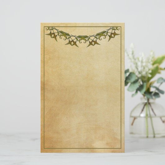 Art Deco briefpapier met groen (Staand voorkant)