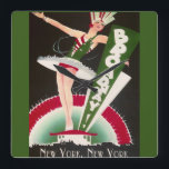 Art Deco Broadway New York Klock Vierkante Klok<br><div class="desc">5 sterren vierkante klok met ,  Art Deco,  Broadway,  New York Flapper Design in Black,  White,  Red en Green.</div>