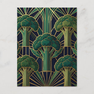 Art Deco Broccoli Patroon Briefkaart