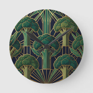 Art Deco Broccoli Patroon Ronde Klok