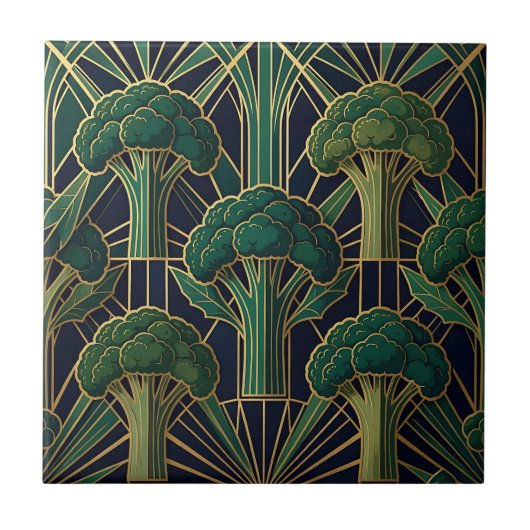 Art Deco Broccoli Patroon Tegeltje (Voorkant)