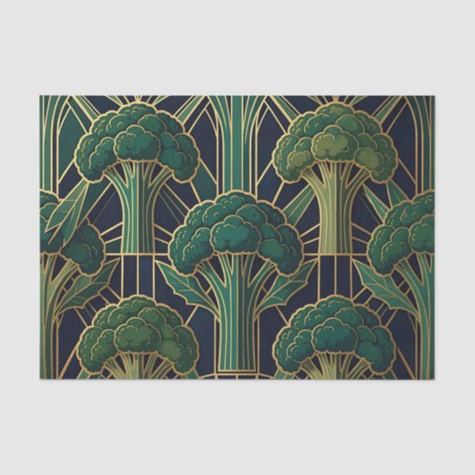 Art Deco Broccoli Patroon Tissuepapier (Voorkant)