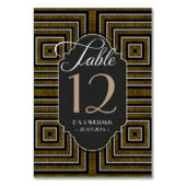 Art Deco Brons Gouden Bruiloft Tafel Aantal Kaarte Kaart (Voorkant)