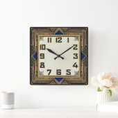 Art Deco Brons Vierkante Klok (Huis)