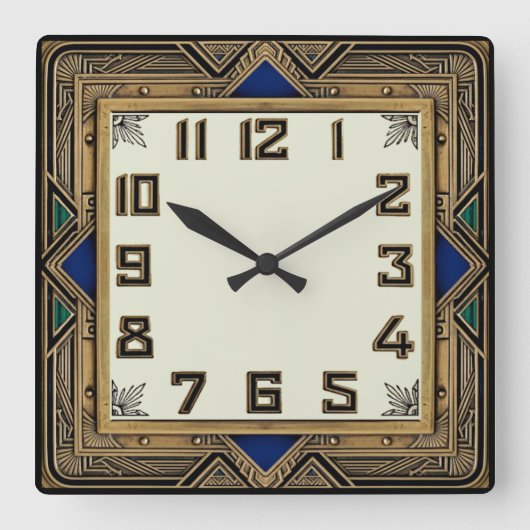 Art Deco Brons Vierkante Klok (Voorkant)
