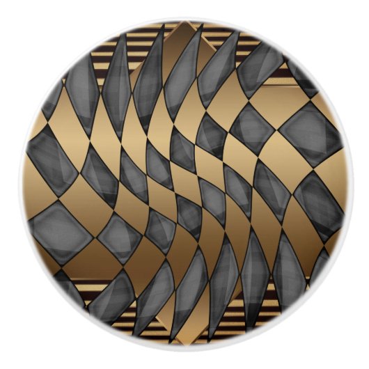 Art Deco Bronze Black Keramische Knop (Voorkant)