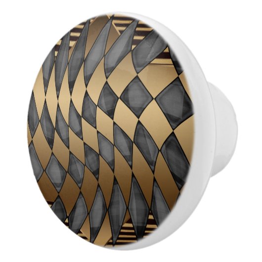 Art Deco Bronze Black Keramische Knop (Rechts)