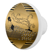 Art Deco Bronze Black Lady Relaxing Keramische Knop (Rechts)