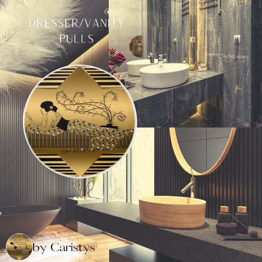 Art Deco Bronze Black Lady Relaxing Keramische Knop