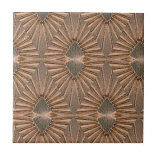 Art Deco Bronze Diamond Pattern Tegeltje (Voorkant)