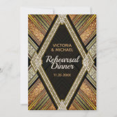 Art Deco Bronze Glamor Wedding Rehearsal Dinner Kaart (Voorkant)