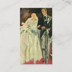 Art Deco Bruid en Bruidegom Jonggehuwden Huwelijk Informatiekaartje