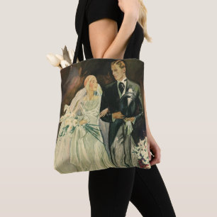 Art Deco Bruid En Bruidegom Jonggehuwden Huwelijk Tote Bag