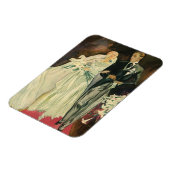 Art Deco bruid en bruidegom pasgetrouwd op een vin Magneet (Linkerzijde)