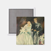 Art Deco bruid en bruidegom pasgetrouwd op vintage Magneet (Voorkant / Achterkant)