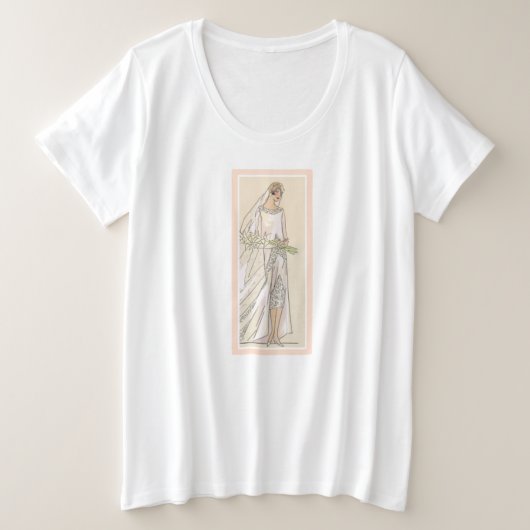 Art Deco Bruid Grote Maat T-shirt (Design voorkant)