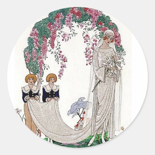 Art Deco Bruid Ronde Sticker (Voorkant)