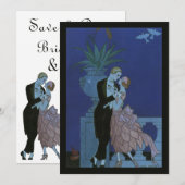 Art Deco Bruidspaar Trouw Save the Date (Voorkant / Achterkant)