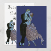 Art Deco Bruidspaar Trouw Save the Date Kaart (Voorkant / Achterkant)