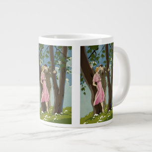 Art Deco Bruidspaar Verliefd Grote Koffiekop