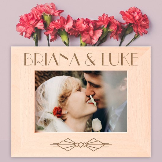 Art Deco bruidsparen of aangepaste tekst voor het Gegraveerde Lijstjes