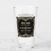 Art Deco Bruiloft Beste Man Goud Zwart Favor jaren Glas (Achterkant)