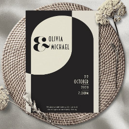  Art Deco Bruiloft Black Bone Invitation Kaart