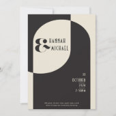 Art Deco Bruiloft Bone Zwart QR Code Kaart (Voorkant)