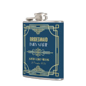 Art Deco Bruiloft Bruidsmeisje Goud Blauw Favor 19 Heupfles (Links)